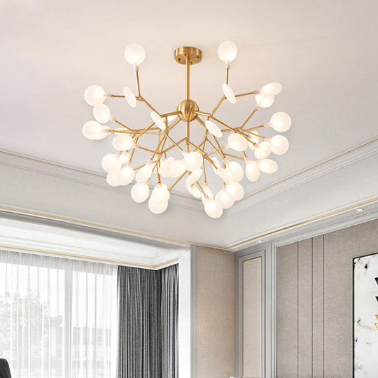 Nordic Gold Led Pendant Light: Branched Firefly Acrylic Chandelier For Bedroom