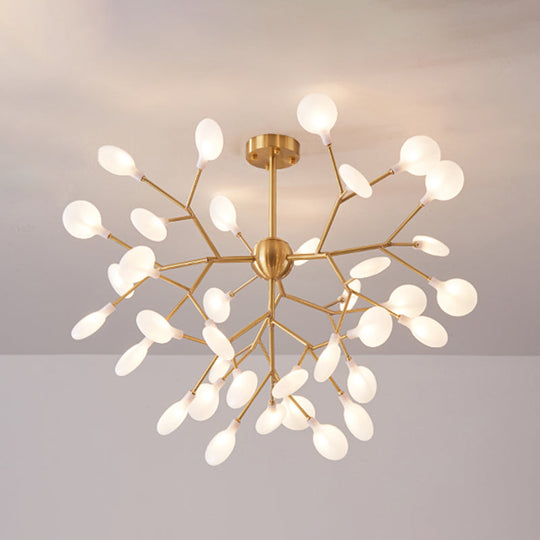 Gold Nordic LED Chandelier Pendant Light for Bedroom - Branched Firefly Design