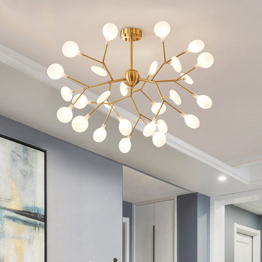 Gold Nordic LED Chandelier Pendant Light for Bedroom - Branched Firefly Design