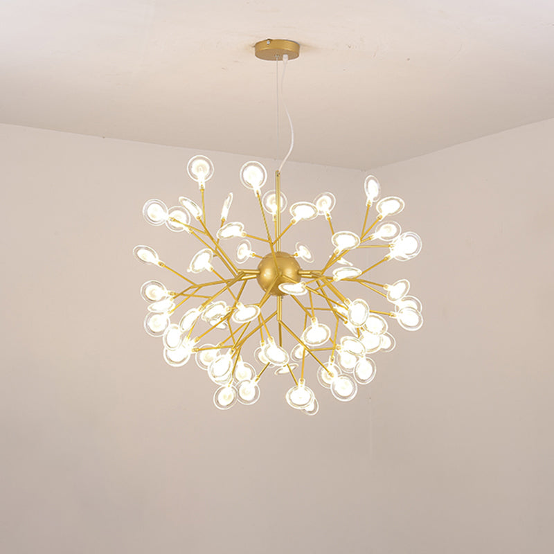 Minimalist Led Bedroom Chandelier - Sputnik Firefly Suspension Light With Acrylic Features 63 / Gold