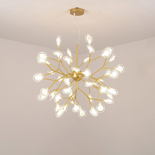 Minimalist Led Bedroom Chandelier - Sputnik Firefly Suspension Light With Acrylic Features 54 / Gold