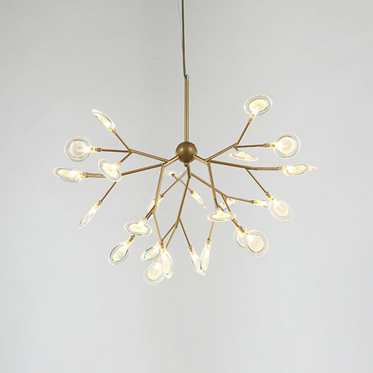 Minimalist Led Bedroom Chandelier - Sputnik Firefly Suspension Light With Acrylic Features 27 / Gold