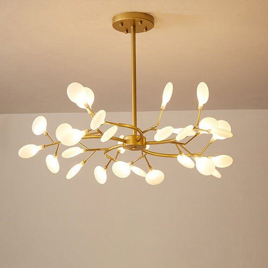 Simplicity Branched Firefly Chandelier: Acrylic Led Pendant Light Fixture For Living Room 30 / Gold