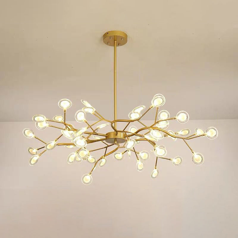 Simplicity Branched Firefly Chandelier: Acrylic Led Pendant Light Fixture For Living Room 54 / Gold