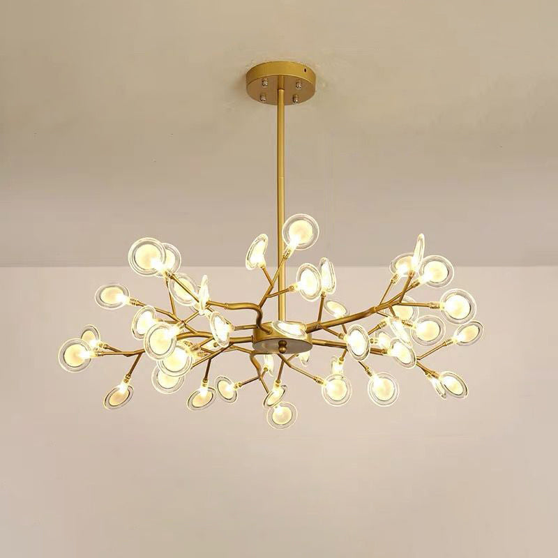 Simplicity Branched Firefly Chandelier: Acrylic Led Pendant Light Fixture For Living Room 45 / Gold