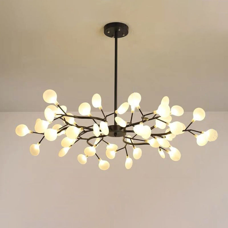 Simplicity Branched Firefly Chandelier: Acrylic Led Pendant Light Fixture For Living Room 54 / Black