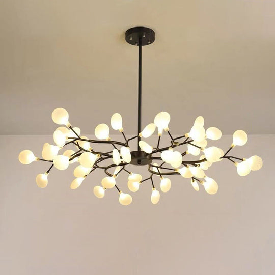 Simplicity Branched Firefly Chandelier: Acrylic Led Pendant Light Fixture For Living Room 54 / Black