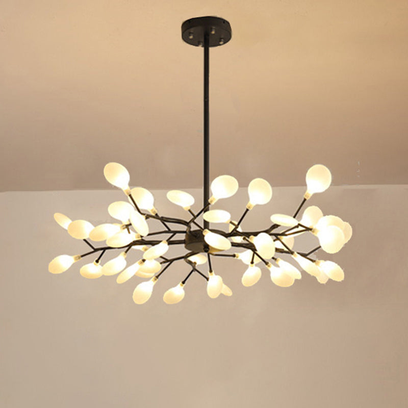 Simplicity Branched Firefly Chandelier: Acrylic Led Pendant Light Fixture For Living Room 45 / Black