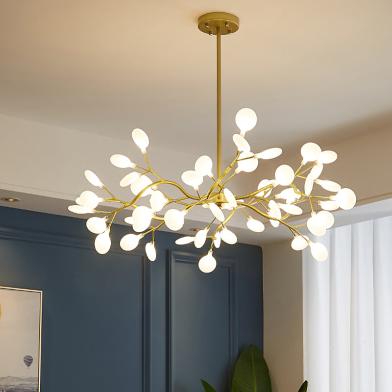 Modern Metallic Led Pendant Light: Branch Shaped Minimalist Chandelier For Living Room