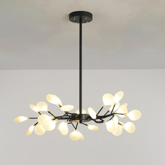 Modern Metallic Led Pendant Light: Branch Shaped Minimalist Chandelier For Living Room 30 / Black