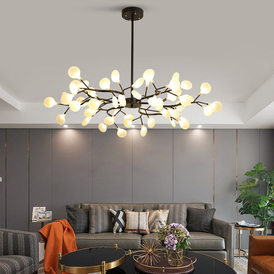 Modern Metallic Led Pendant Light: Branch Shaped Minimalist Chandelier For Living Room