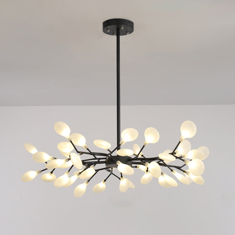 Modern Metallic Led Pendant Light: Branch Shaped Minimalist Chandelier For Living Room 45 / Black