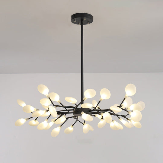 Modern Metallic Led Pendant Light: Branch Shaped Minimalist Chandelier For Living Room 45 / Black