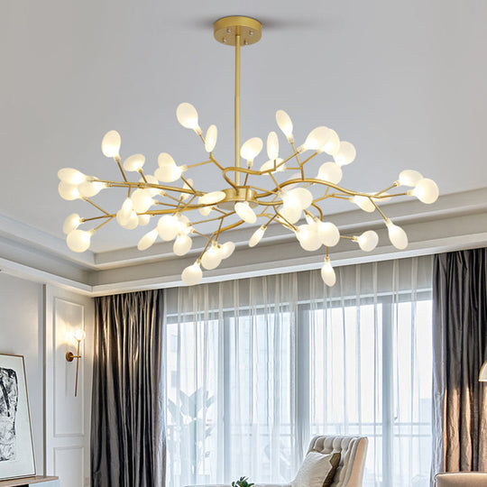 Modern Metallic Led Pendant Light: Branch Shaped Minimalist Chandelier For Living Room