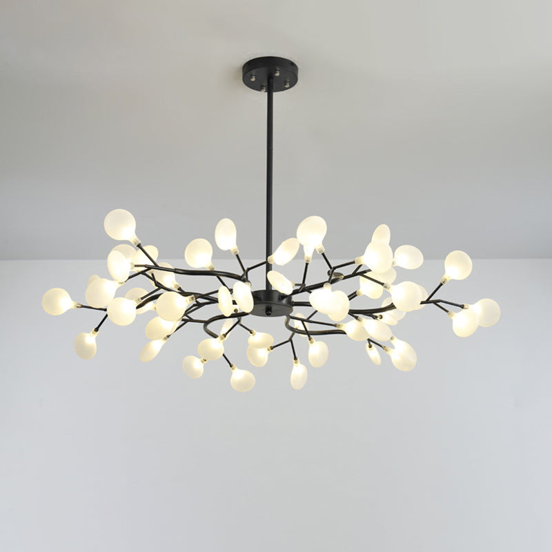 Modern Metallic Led Pendant Light: Branch Shaped Minimalist Chandelier For Living Room 54 / Black