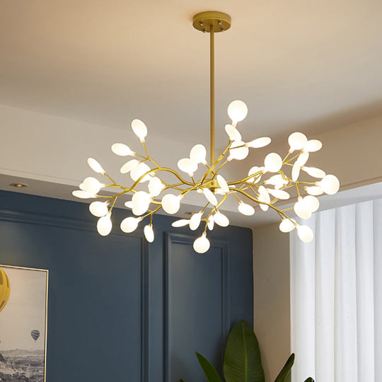 Sleek Metallic Branch LED Chandelier Pendant Light for Living Room