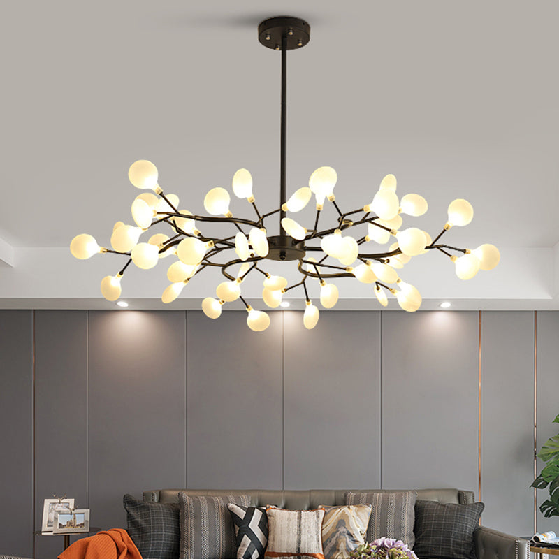 Sleek Metallic Branch LED Chandelier Pendant Light for Living Room