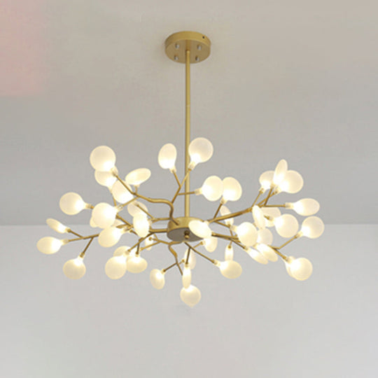 Sleek Metallic Branch LED Chandelier Pendant Light for Living Room