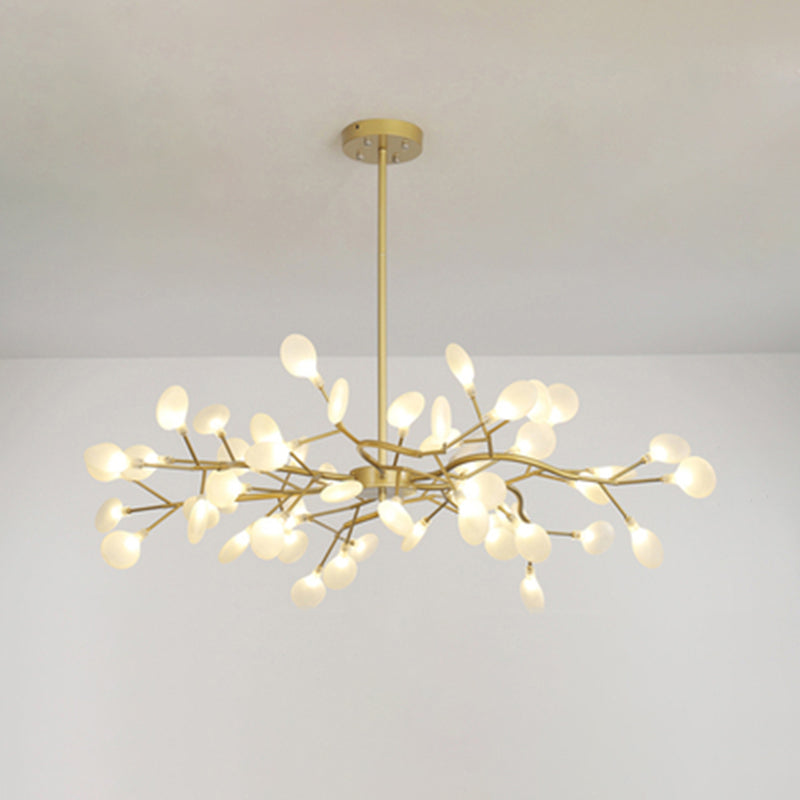 Sleek Metallic Branch LED Chandelier Pendant Light for Living Room