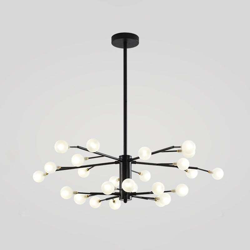 Nordic Style Metallic Branch Suspension Led Chandelier For Living Room 35 / Black B