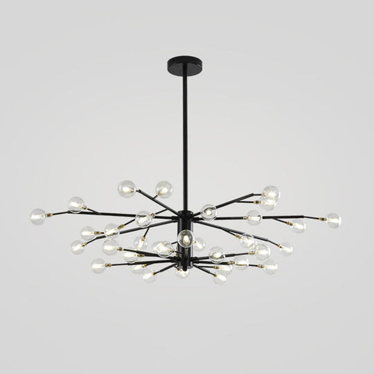 Nordic Style Metallic Branch Suspension Led Chandelier For Living Room 35 / Black A