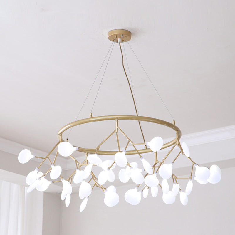 Modern Sputnik Led Chandelier For Minimalist Living Rooms Cream