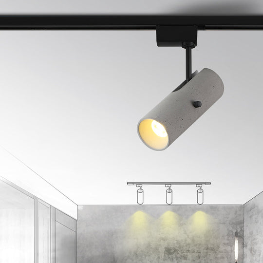 Grey Cement Semi Flush Mount Spotlight with Modern Cylinder Shade for Dining Room