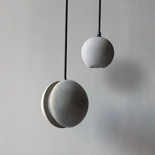 Kleeia - Grey Cement Round Shade Ceiling Light Modern Style 1 Bulb Grey Hanging Lamp for Restaurant