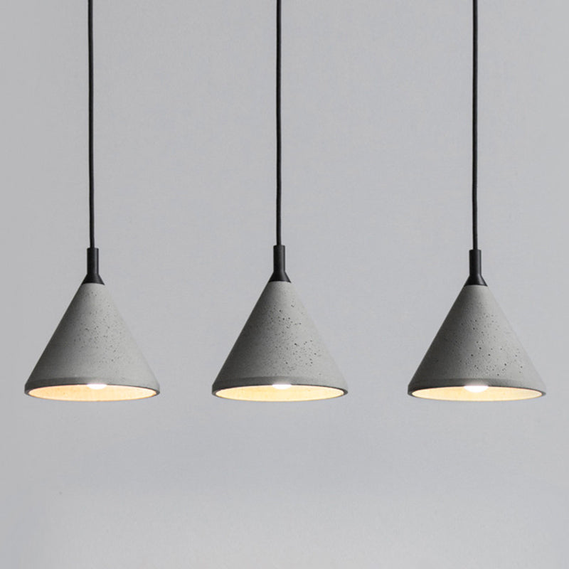 Modern Nordic Conical Suspension Light: Grey 1-Light Pendant Fixture For Dining Room