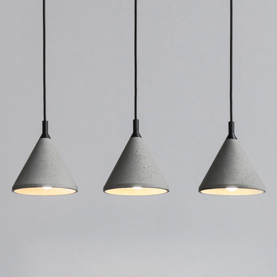 Modern Nordic Conical Suspension Light: Grey 1-Light Pendant Fixture For Dining Room