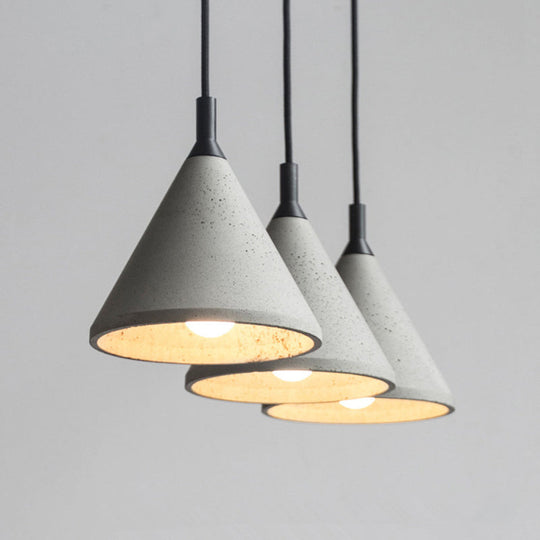 Modern Nordic Conical Suspension Light: Grey 1-Light Pendant Fixture For Dining Room