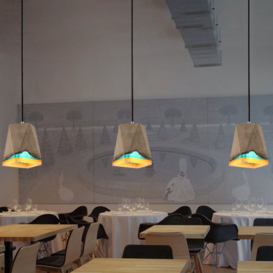 Modern Grey Shaded Ceiling Pendant Light For Restaurants - Contemporary Cement Design