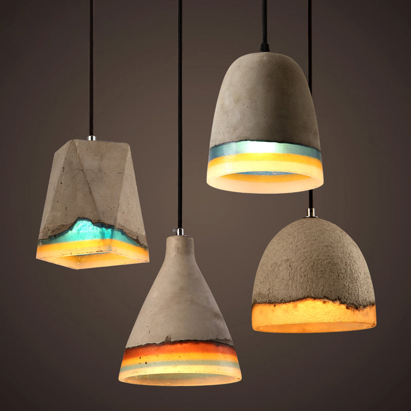 Modern Grey Shaded Ceiling Pendant Light For Restaurants - Contemporary Cement Design