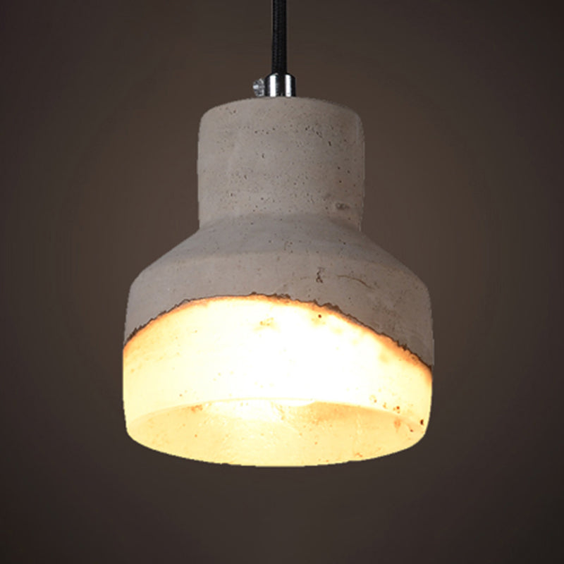 Modern Grey Shaded Ceiling Pendant Light For Restaurants - Contemporary Cement Design / E