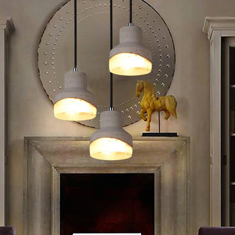 Modern Grey Shaded Ceiling Pendant Light For Restaurants - Contemporary Cement Design