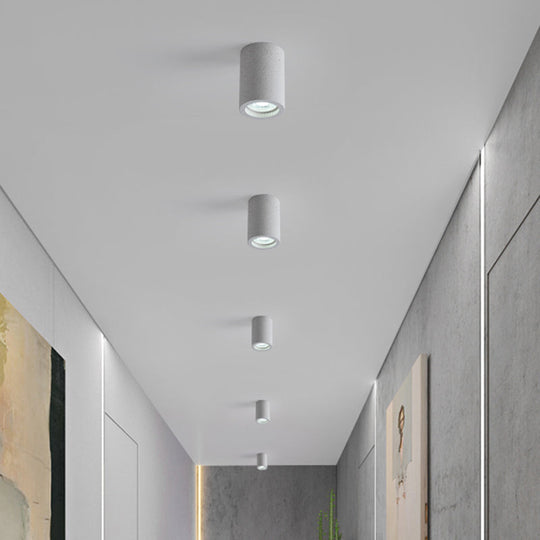 Minimalistic Led Cylinder Flush Ceiling Light - Cement Gray Mount Fixture