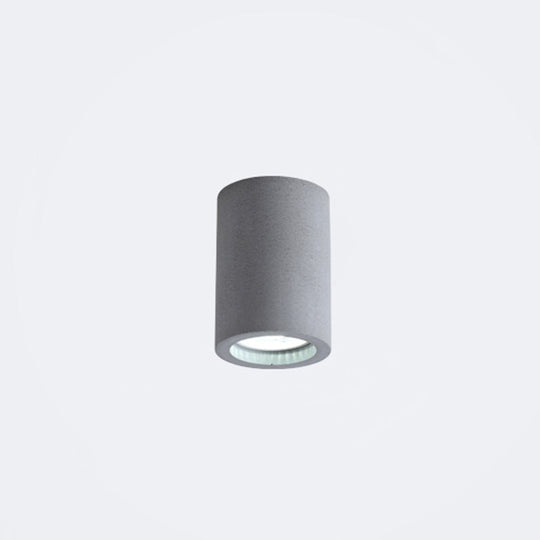 Minimalistic Led Cylinder Flush Ceiling Light - Cement Gray Mount Fixture / 4