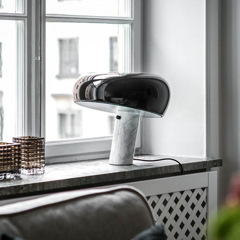 Minimalist Marble Base Table Light With Single-Bulb For Bedside