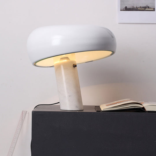 Minimalist Marble Base Table Light With Single-Bulb For Bedside White / 11