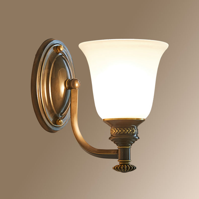 Gold Shaded Wall Mount Light Fixture With Glass Shade / H