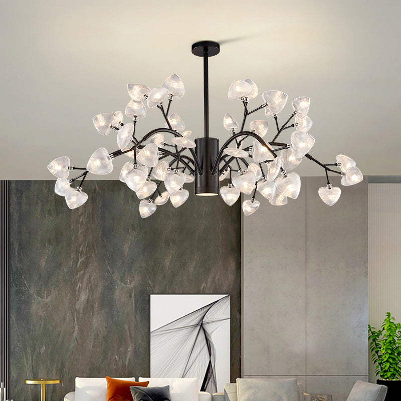 Modern Firefly Ribbed Acrylic Pendant Light – LED Hanging Chandelier for Living Room