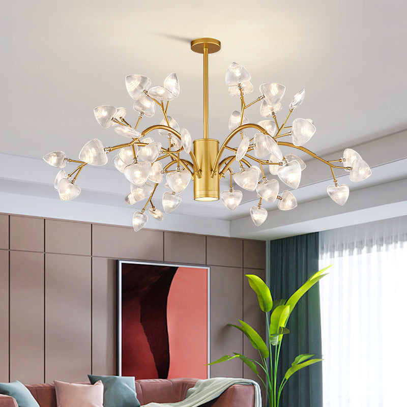 Sleek Firefly Chandelier Pendant Light: Ribbed Acrylic Led | Living Room Hanging Light 54 / Gold