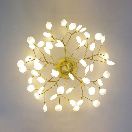 Sleek Led Branch Ceiling Chandelier For Modern Living Rooms 54 / Gold