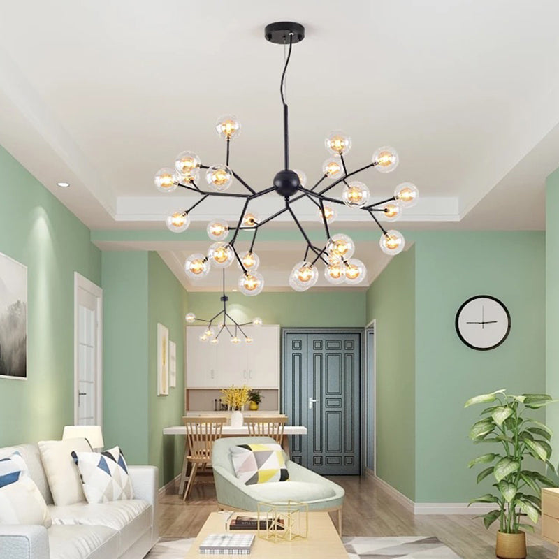 Firefly LED Glass Chandelier - Nordic Style Suspension Lighting for Living Room