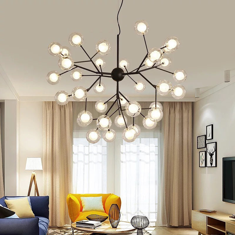 Firefly LED Glass Chandelier - Nordic Style Suspension Lighting for Living Room