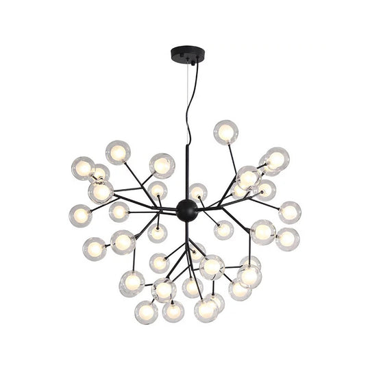 Sleek Glass Firefly Led Suspension Light: Nordic Style Chandelier For Living Room