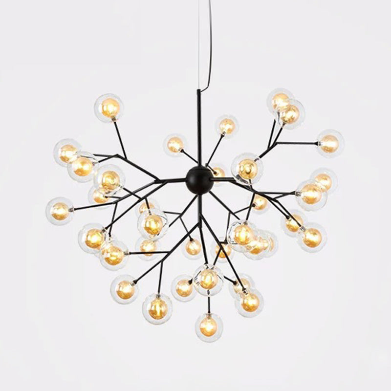 Sleek Glass Firefly Led Suspension Light: Nordic Style Chandelier For Living Room 36 / Tan