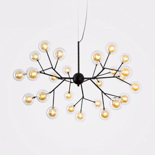 Sleek Glass Firefly Led Suspension Light: Nordic Style Chandelier For Living Room 27 / Tan