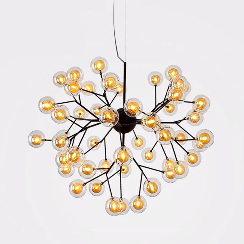 Sleek Glass Firefly Led Suspension Light: Nordic Style Chandelier For Living Room 45 / Tan