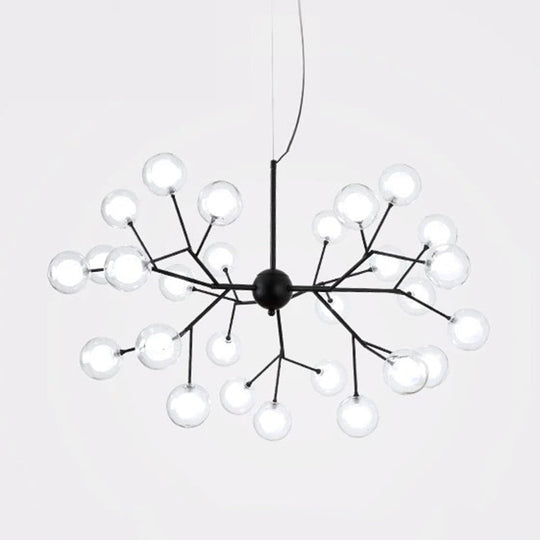 Sleek Glass Firefly Led Suspension Light: Nordic Style Chandelier For Living Room 27 / White